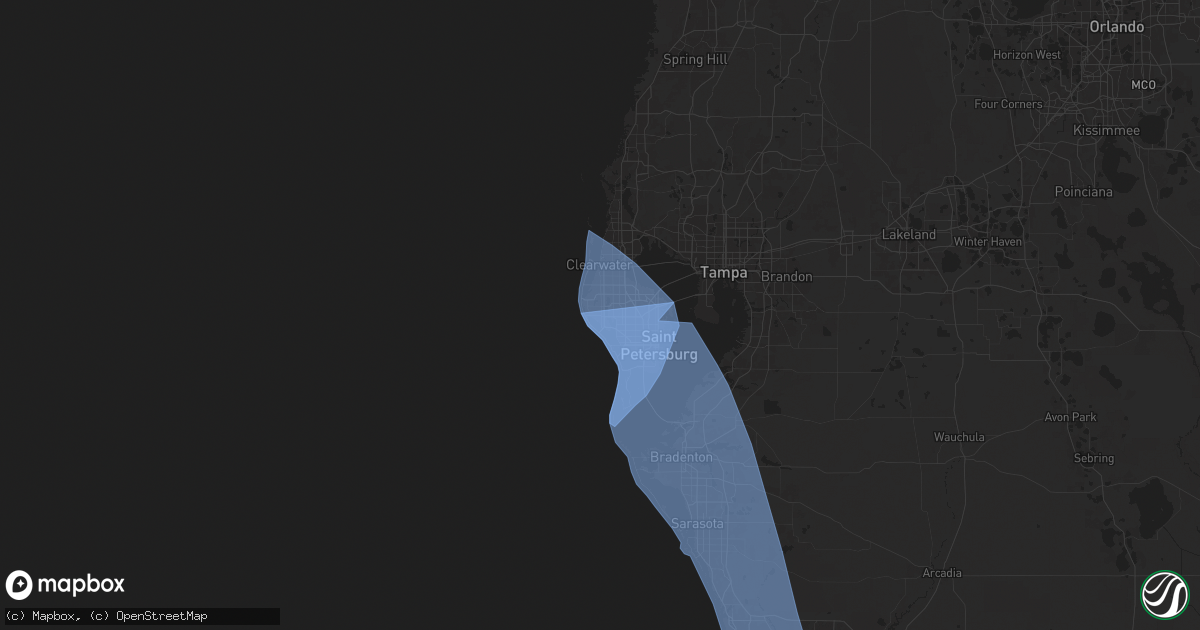 Hail map in Seminole, FL on October 9, 2024