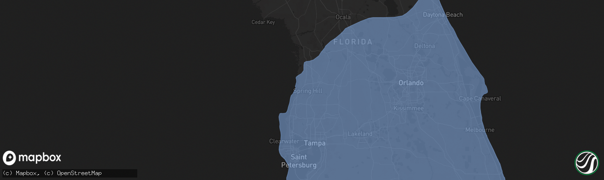 Hail map in Spring Hill, FL on October 9, 2024