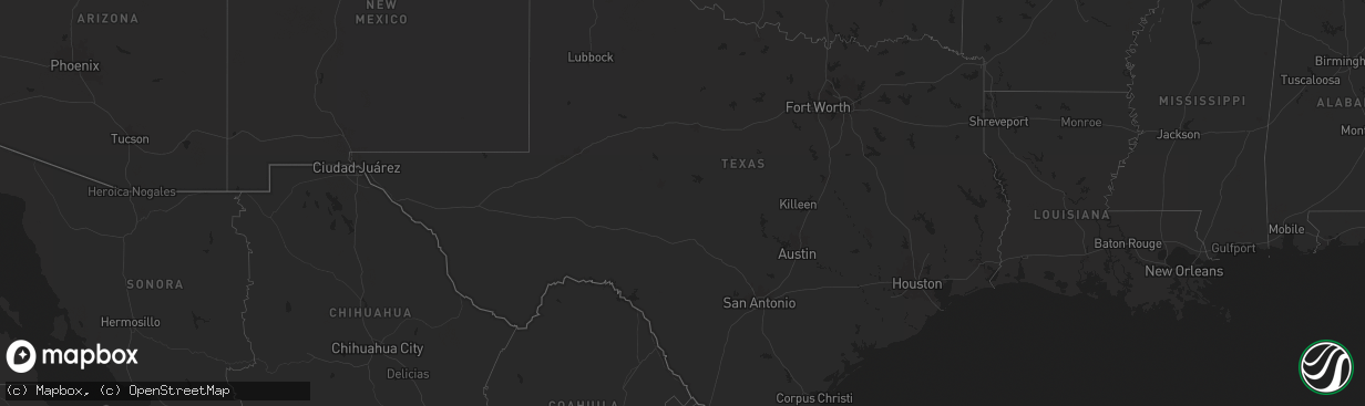 Hail map in Texas on October 9, 2024