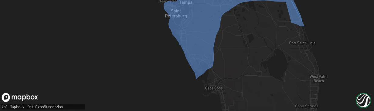 Hail map in Venice, FL on October 9, 2024