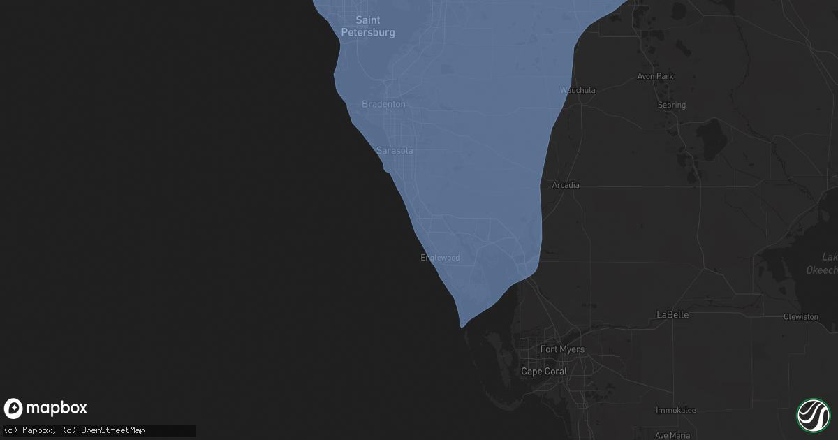 Hail map in Venice, FL on October 9, 2024