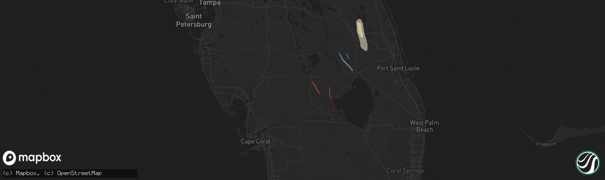 Hail map in Venus, FL on October 9, 2024