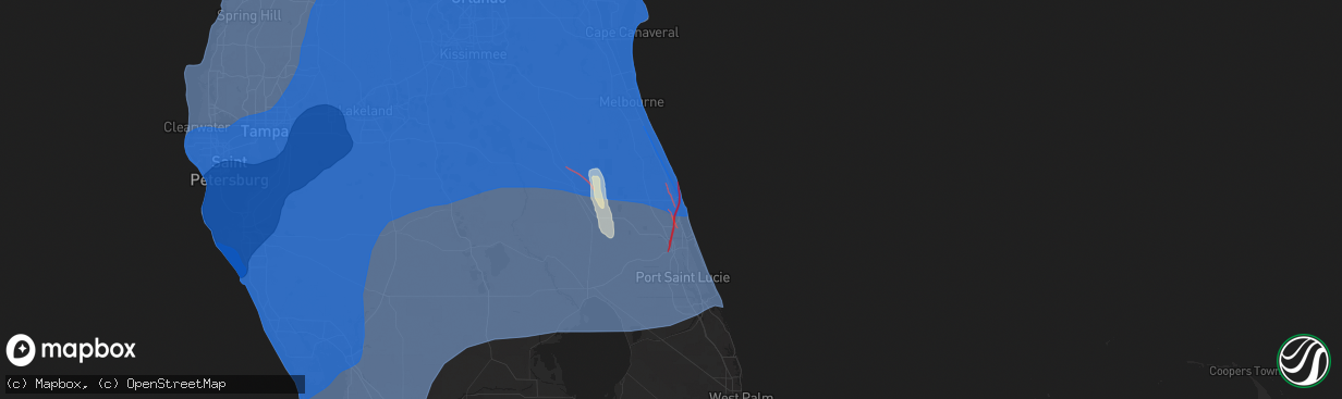 Hail map in Vero Beach, FL on October 9, 2024