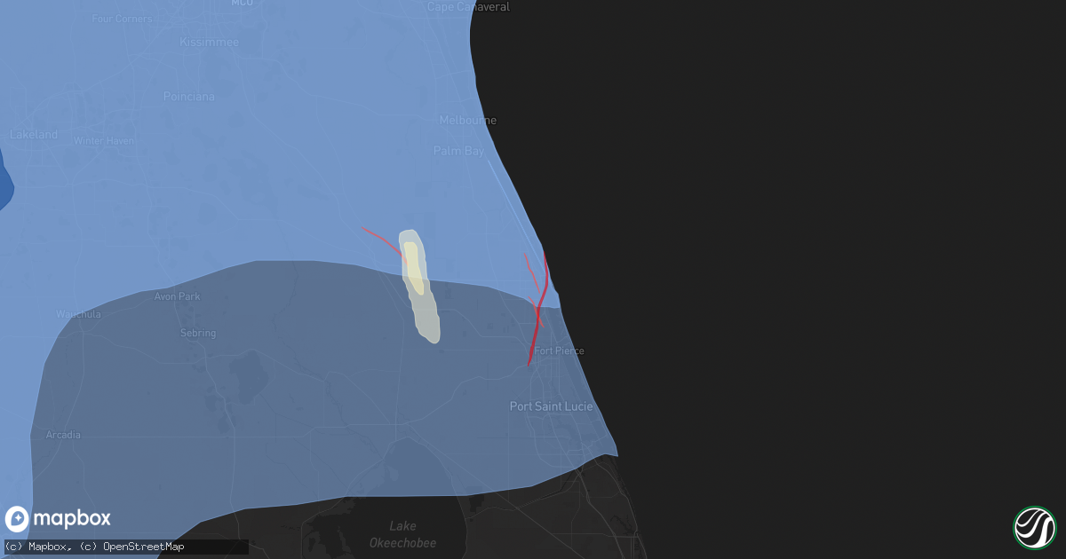 Hail map in Vero Beach, FL on October 9, 2024