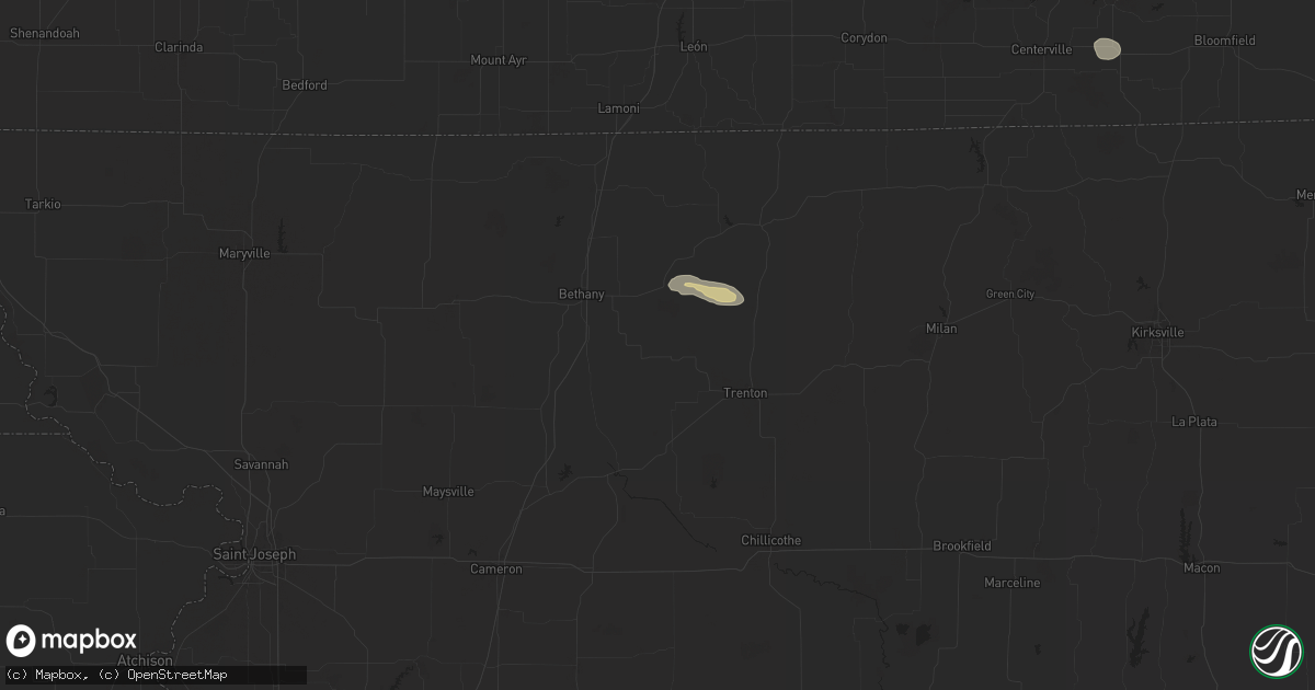 Hail map in Gilman City, MO on October 9, 2025