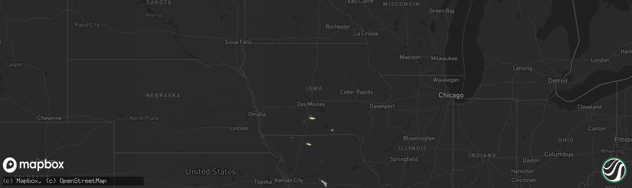 Hail map in Iowa on October 9, 2025