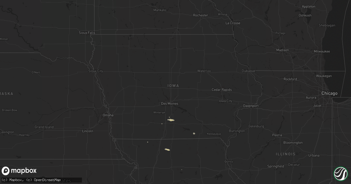 Hail map in Iowa on October 9, 2025