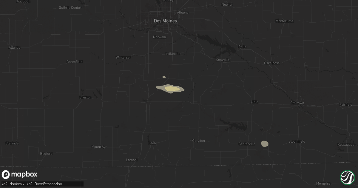 Hail map in Lucas, IA on October 9, 2025