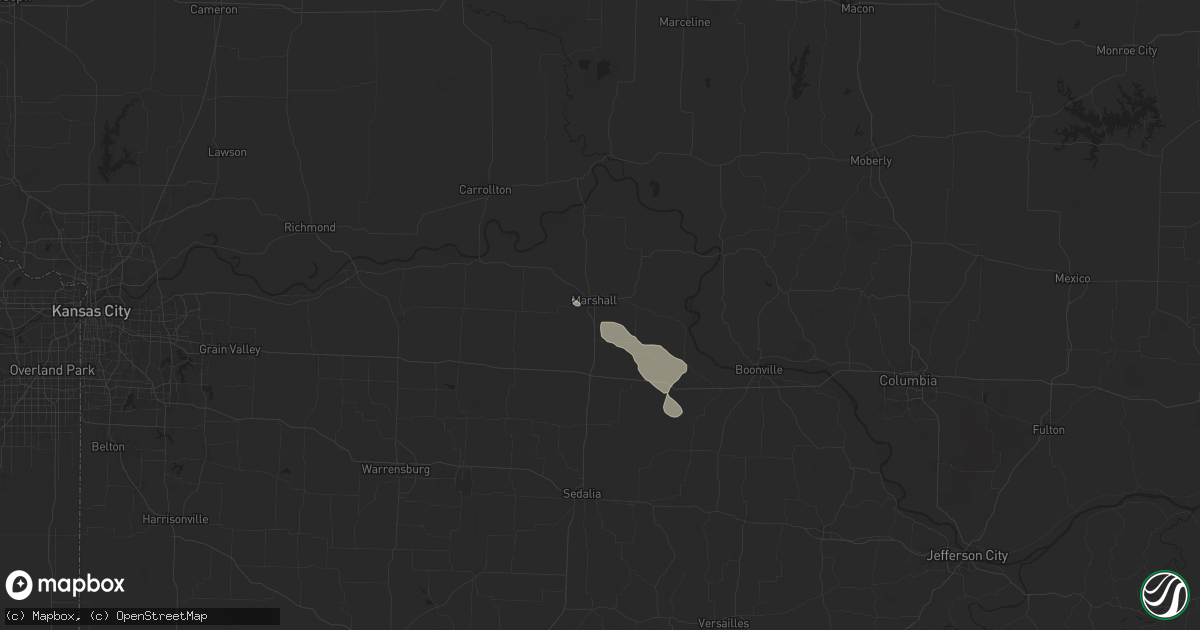 Hail map in Marshall, MO on October 9, 2025