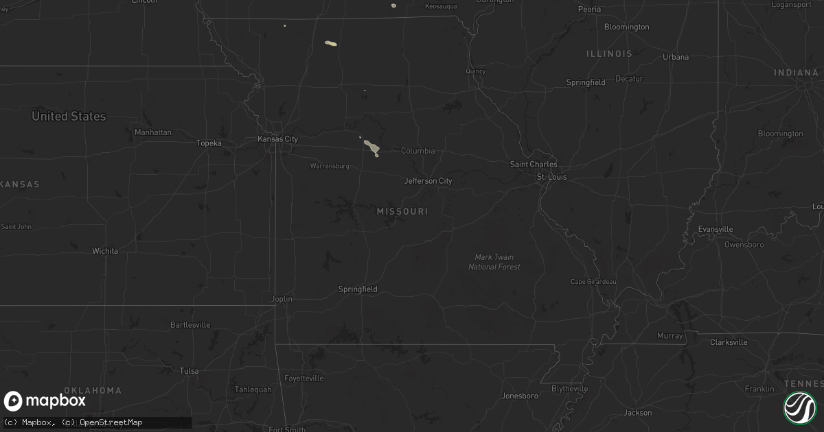 Hail map in Missouri on October 9, 2025