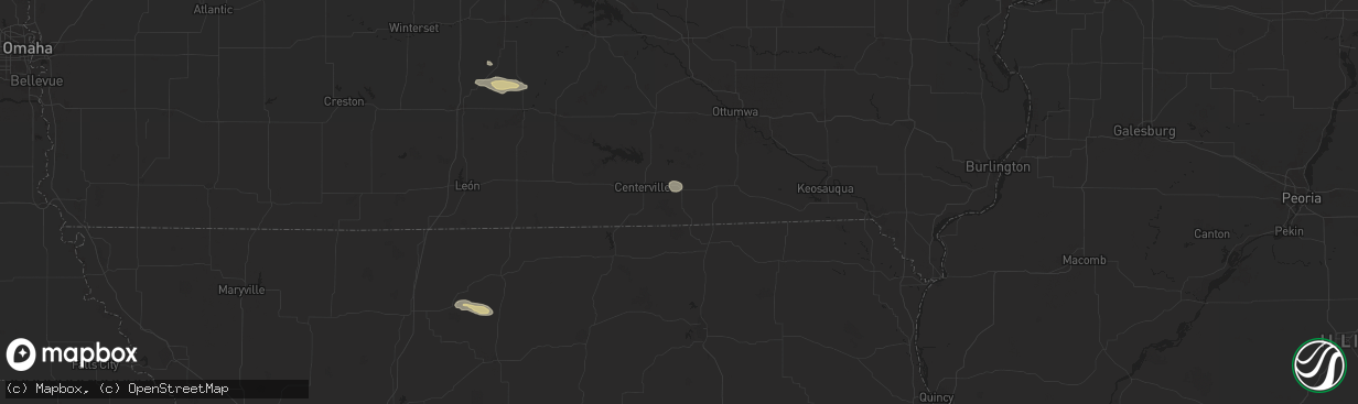 Hail map in Moulton, IA on October 9, 2025