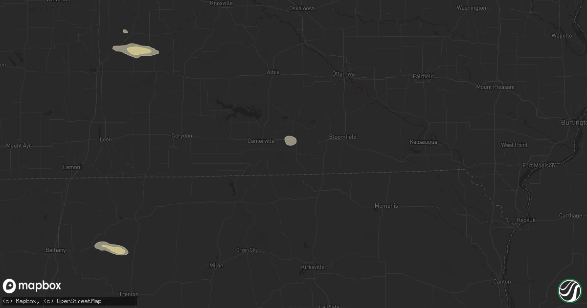 Hail map in Moulton, IA on October 9, 2025