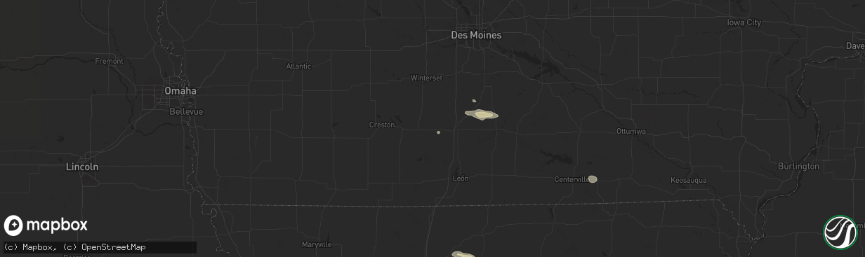 Hail map in Murray, IA on October 9, 2025
