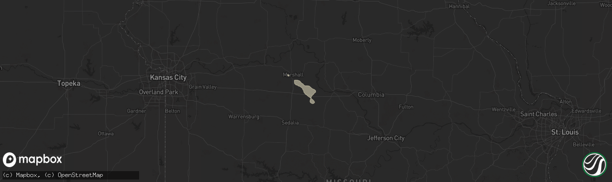 Hail map in Nelson, MO on October 9, 2025
