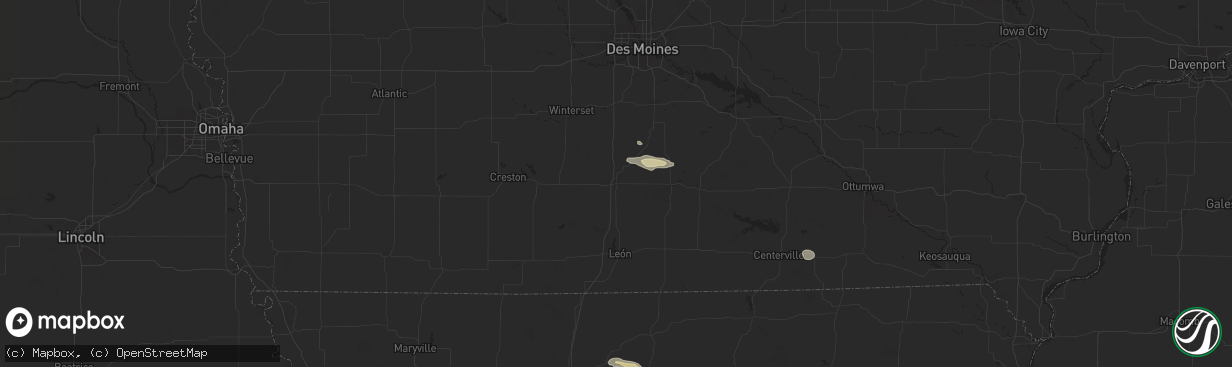 Hail map in Osceola, IA on October 9, 2025