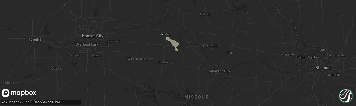 Hail map in Pilot Grove, MO on October 9, 2025