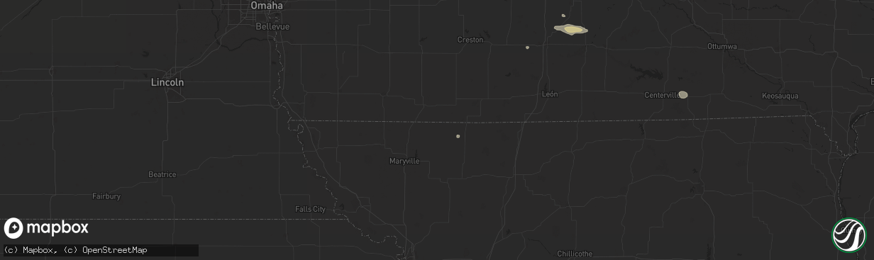 Hail map in Sheridan, MO on October 9, 2025