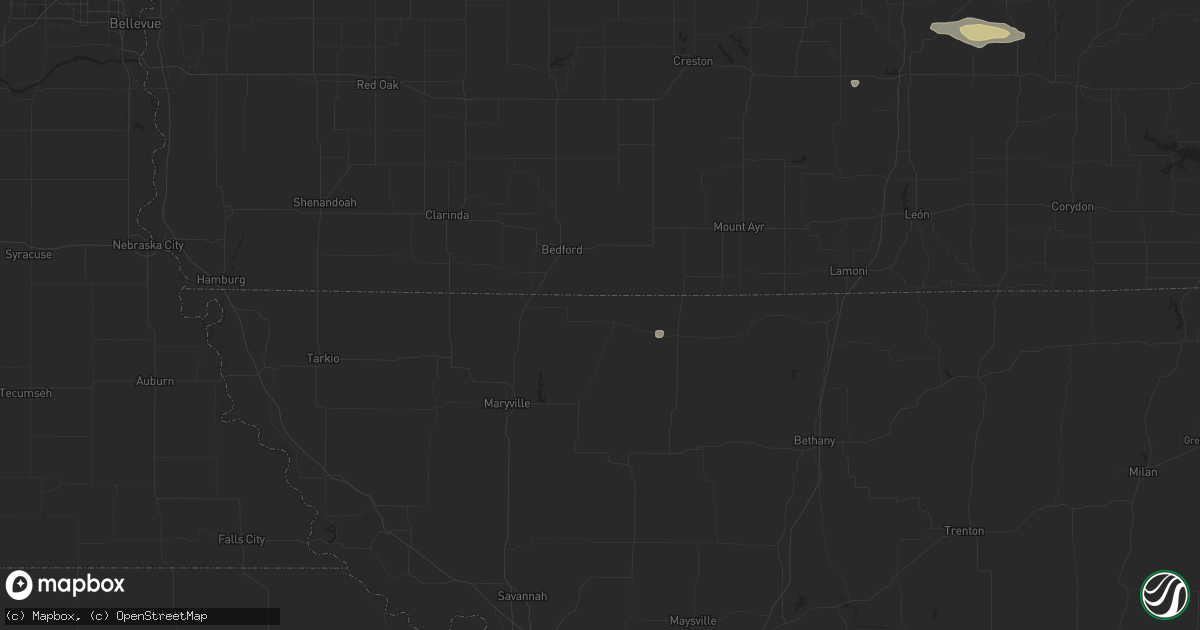 Hail map in Sheridan, MO on October 9, 2025