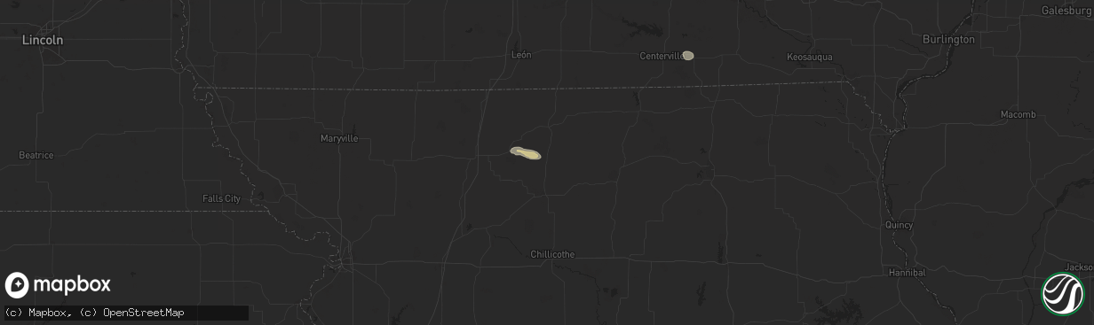 Hail map in Spickard, MO on October 9, 2025
