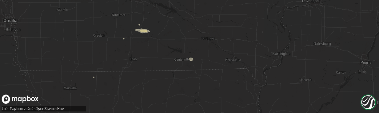 Hail map in Udell, IA on October 9, 2025