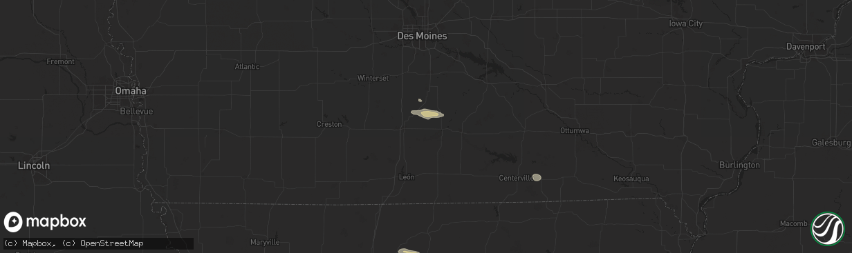 Hail map in Woodburn, IA on October 9, 2025