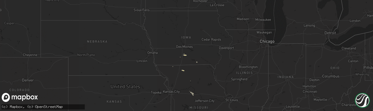Hail map on October 9, 2025