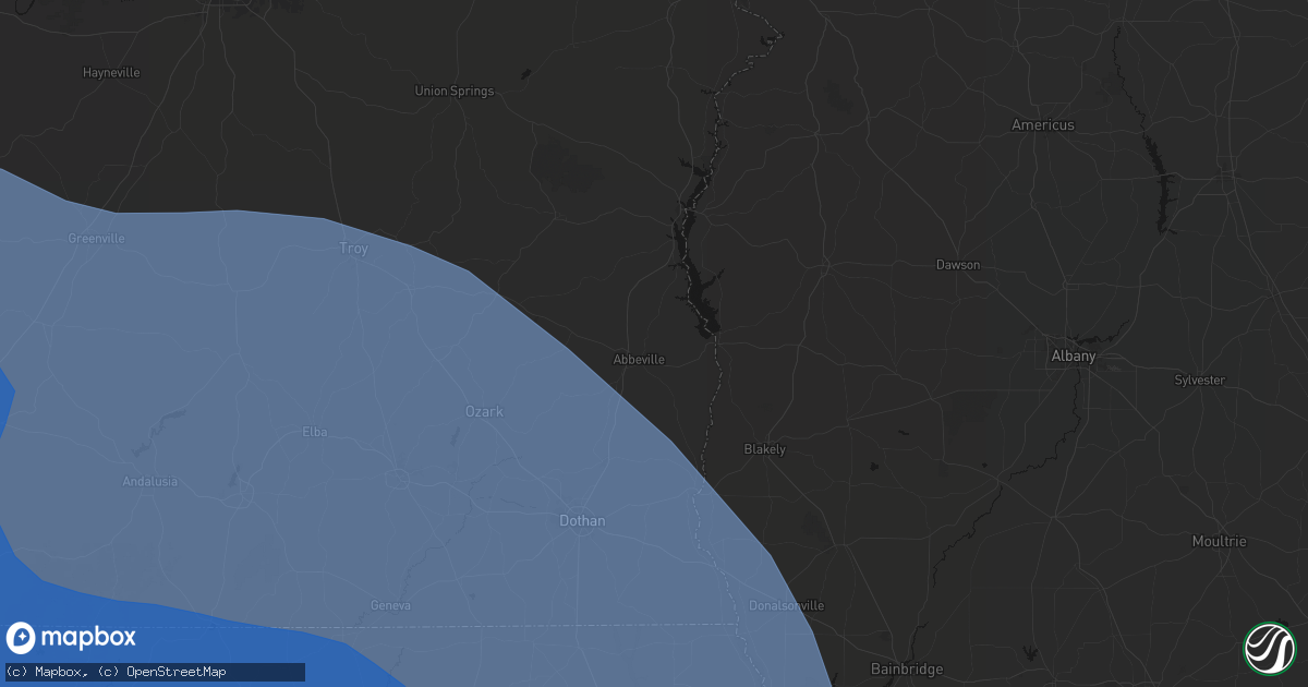Hail map in Abbeville, AL on October 9, 2026