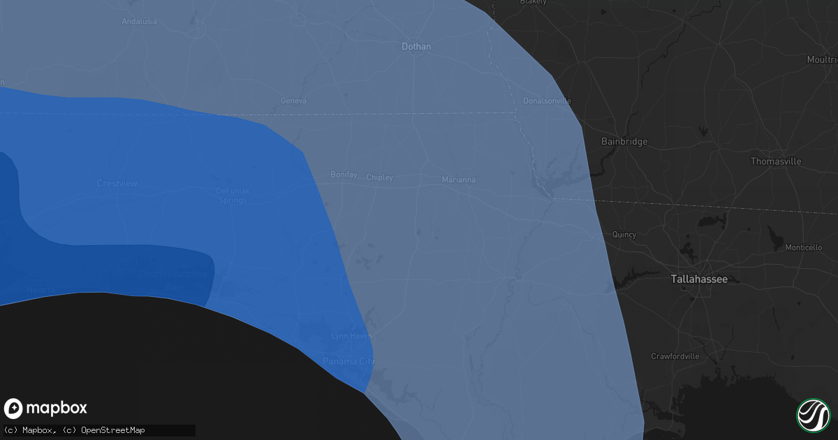 Hail map in Alford, FL on October 9, 2026