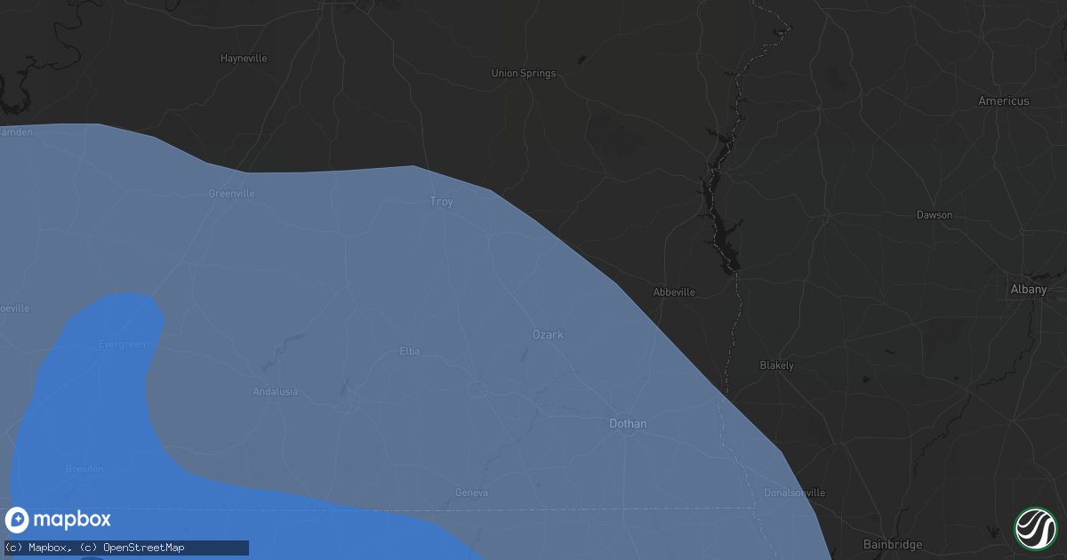 Hail map in Ariton, AL on October 9, 2026