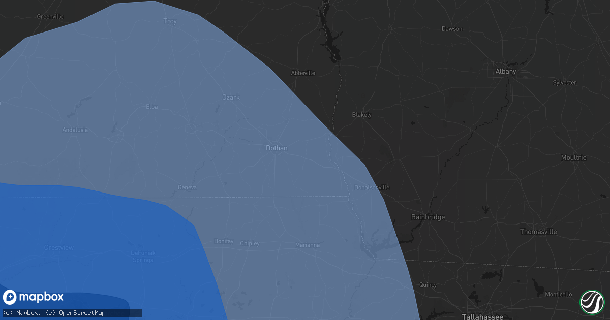 Hail map in Ashford, AL on October 9, 2026