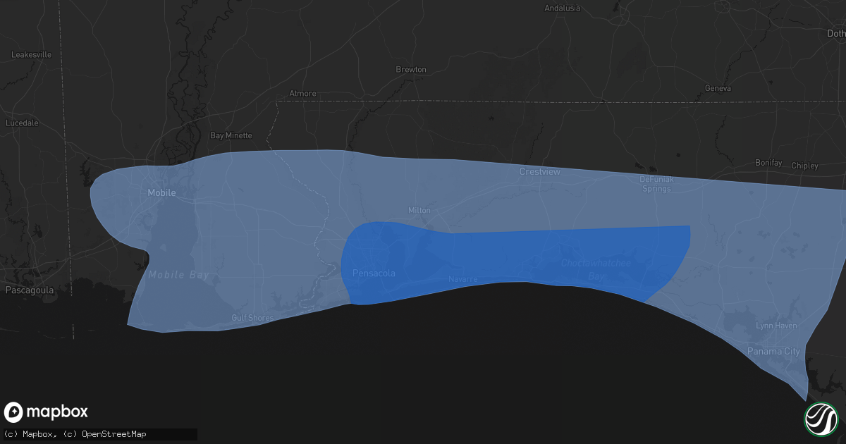 Hail map in Bagdad, FL on October 9, 2026