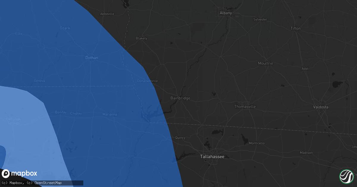 Hail map in Bainbridge, GA on October 9, 2026