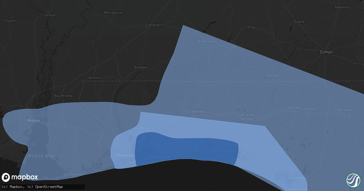 Hail map in Baker, FL on October 9, 2026