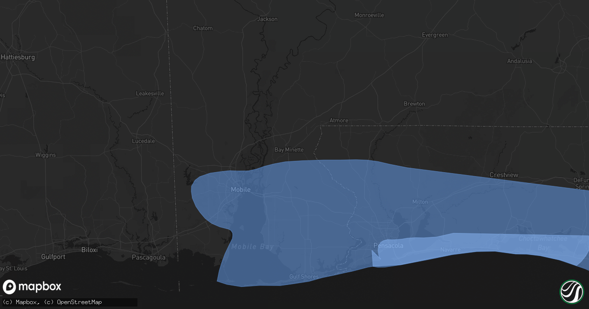 Hail map in Bay Minette, AL on October 9, 2026