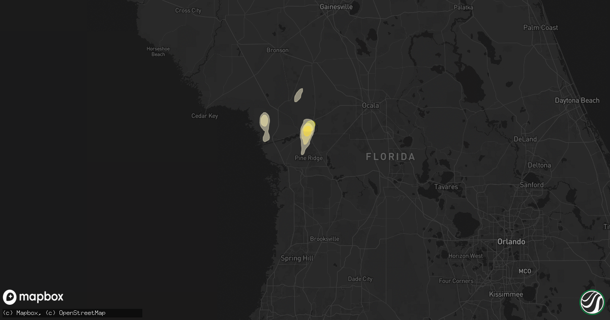Hail map in Beverly Hills, FL on October 9, 2026