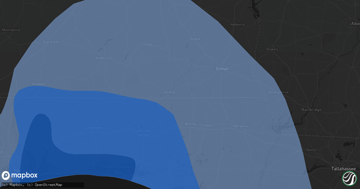 Hail map in Black, AL on October 9, 2026
