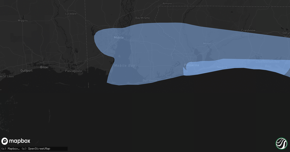 Hail map in Bon Secour, AL on October 9, 2026