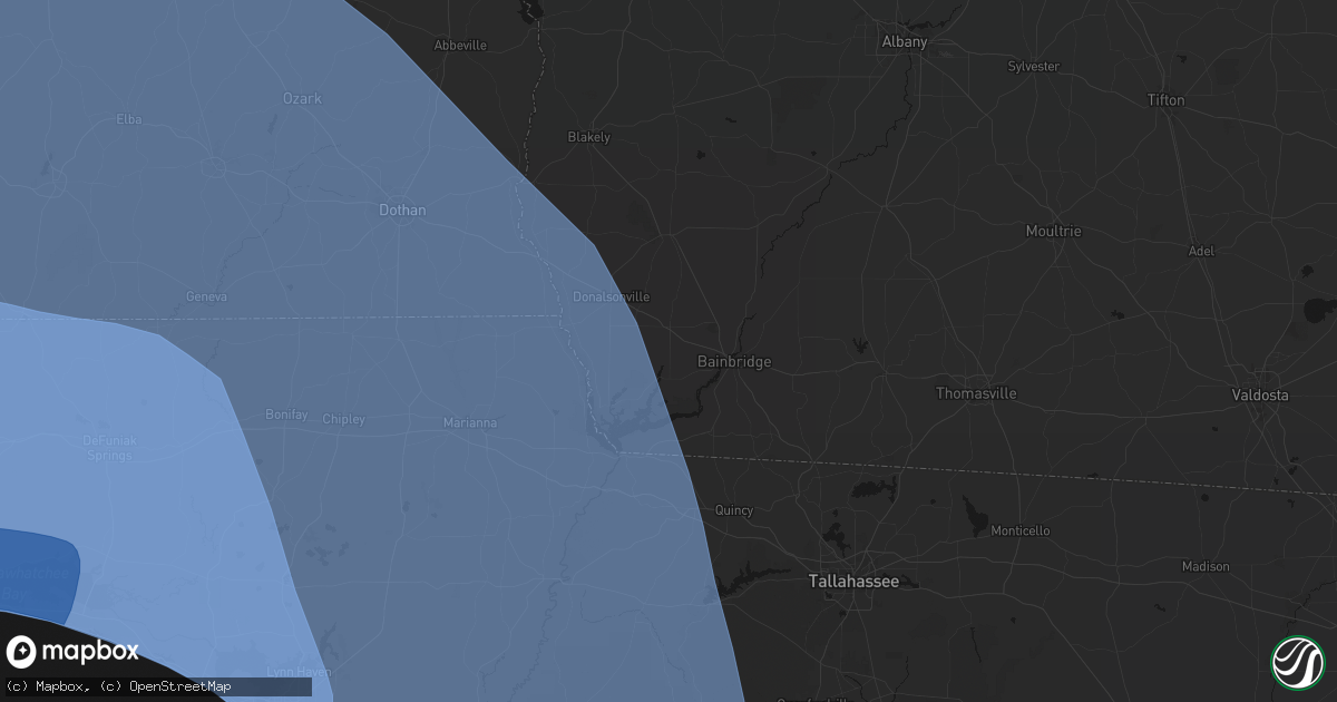 Hail map in Brinson, GA on October 9, 2026