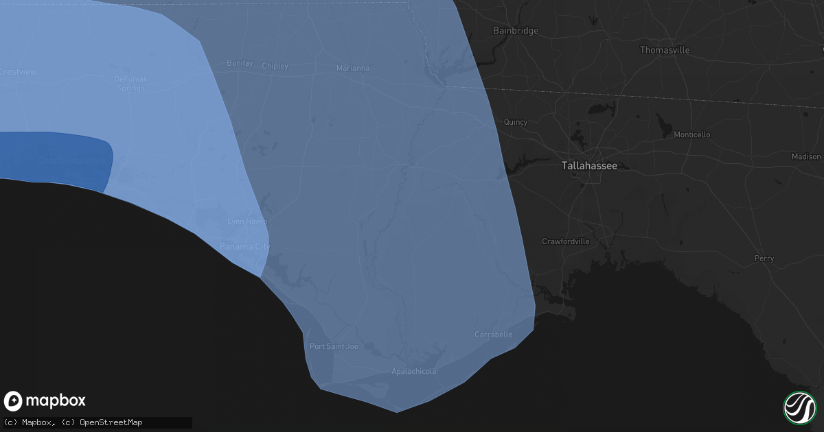 Hail map in Bristol, FL on October 9, 2026