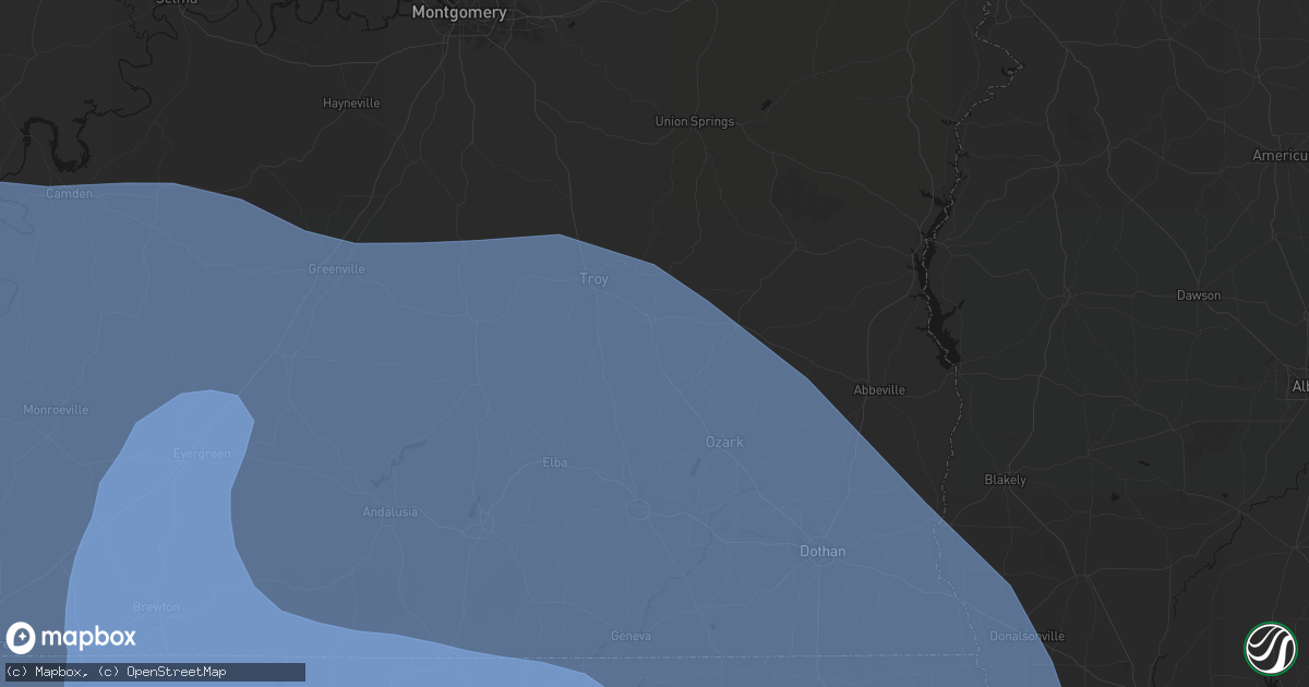 Hail map in Brundidge, AL on October 9, 2026