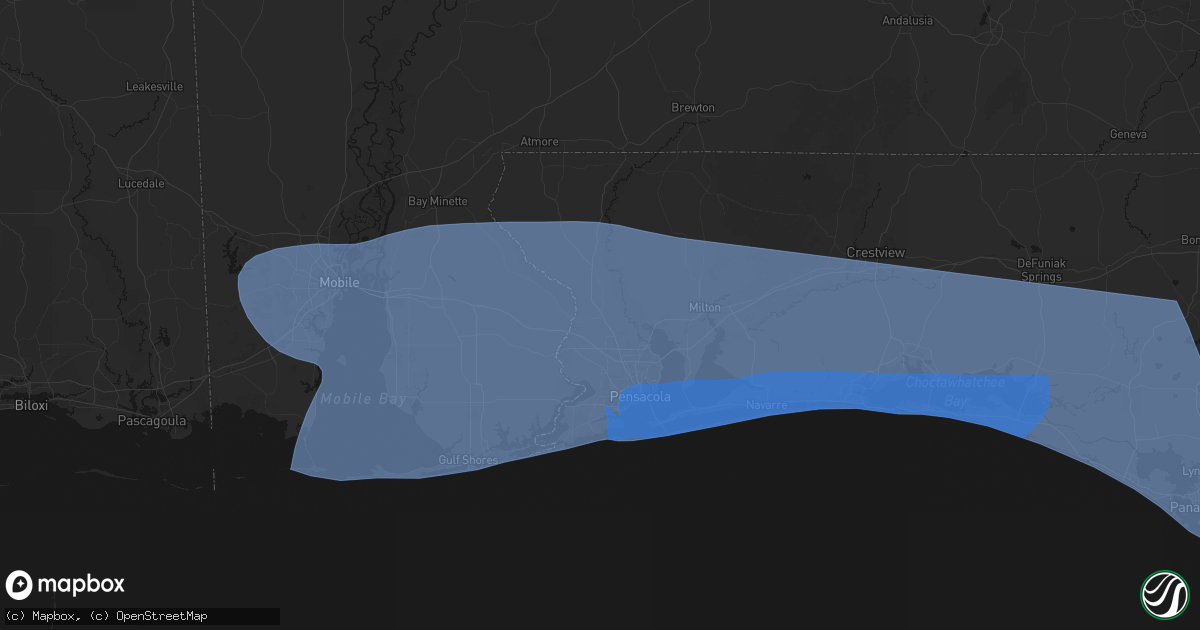 Hail map in Cantonment, FL on October 9, 2026