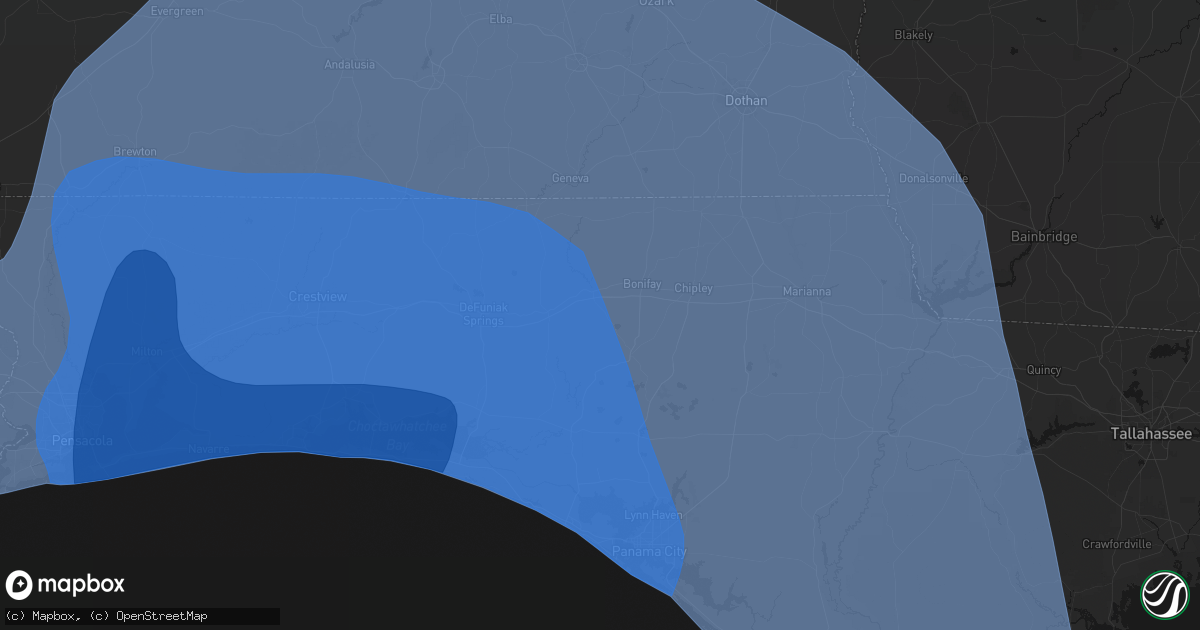 Hail map in Caryville, FL on October 9, 2026