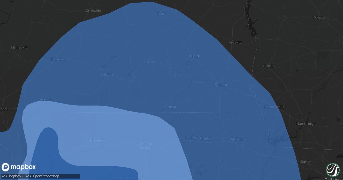 Hail map in Chancellor, AL on October 9, 2026