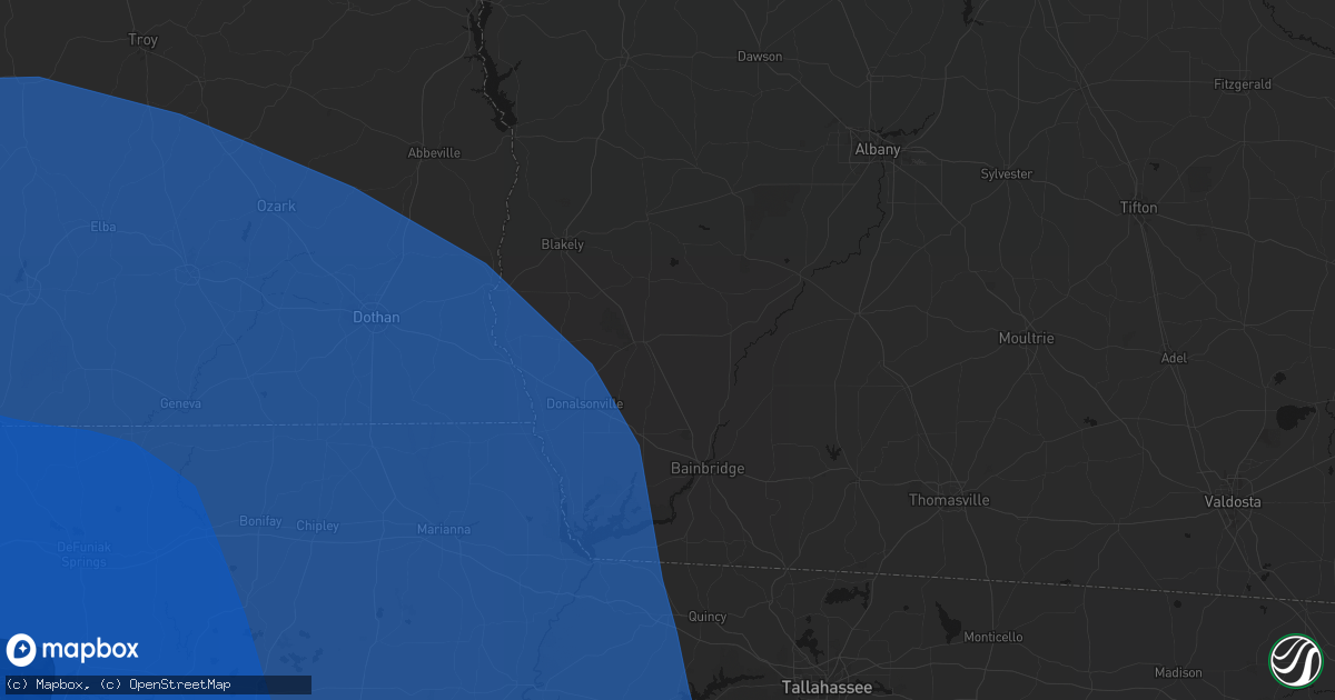 Hail map in Colquitt, GA on October 9, 2026