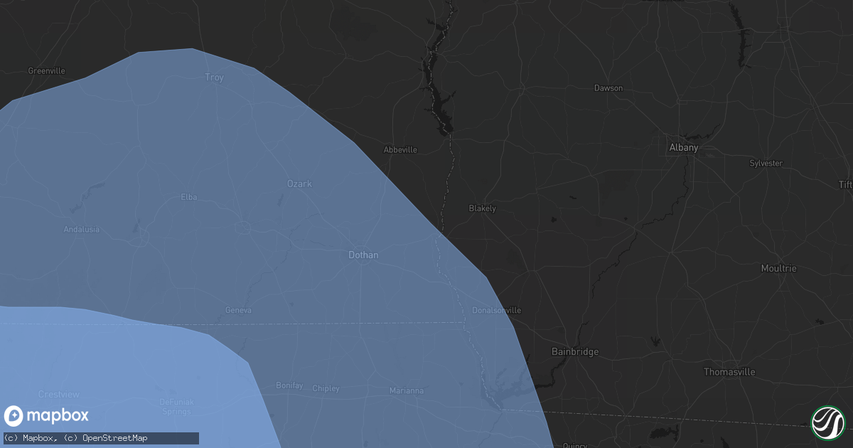Hail map in Columbia, AL on October 9, 2026