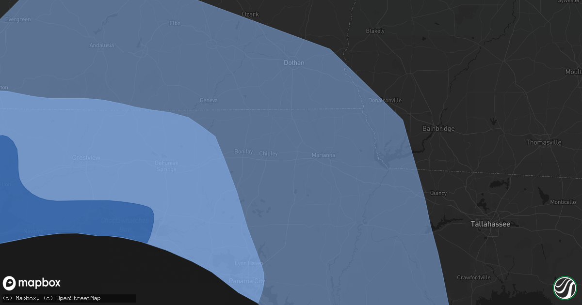 Hail map in Cottondale, FL on October 9, 2026