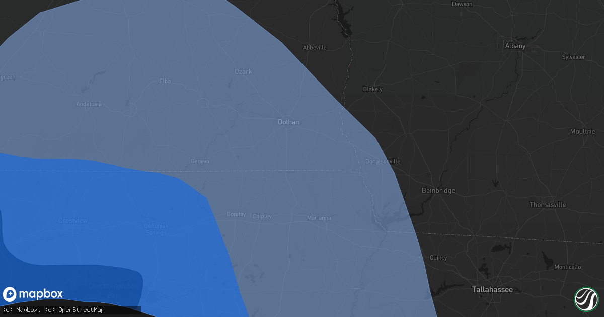 Hail map in Cottonwood, AL on October 9, 2026