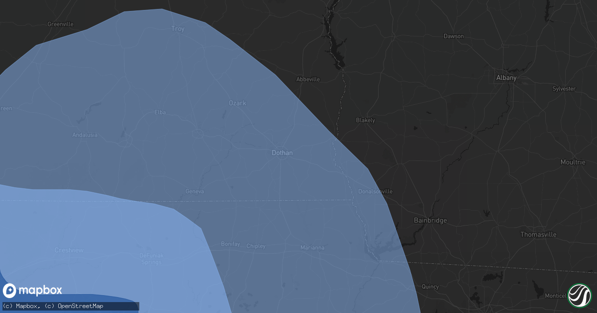 Hail map in Cowarts, AL on October 9, 2026