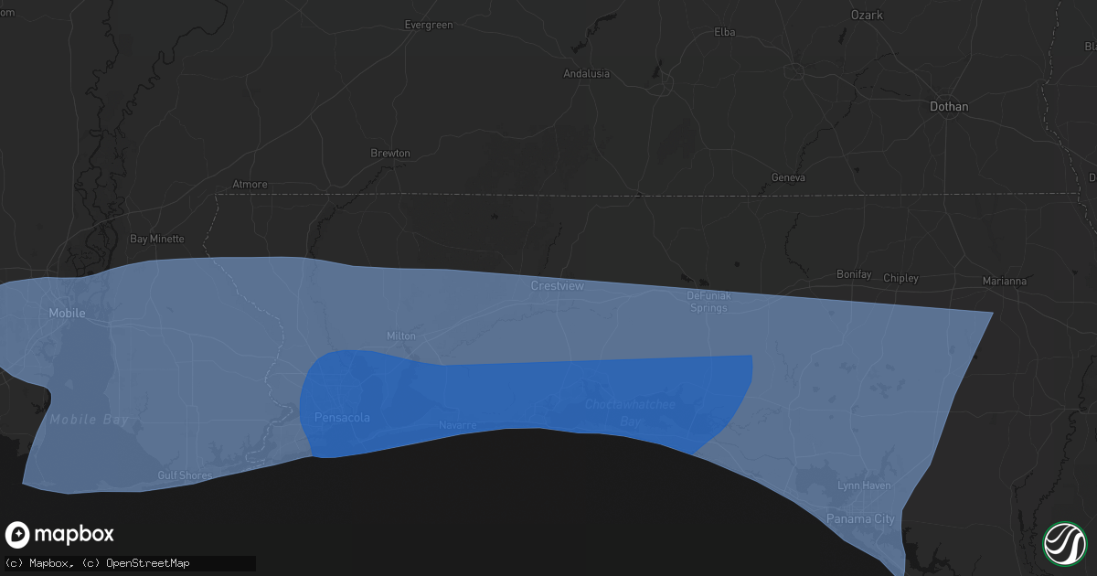 Hail map in Crestview, FL on October 9, 2026