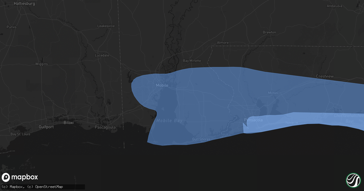 Hail map in Daphne, AL on October 9, 2026